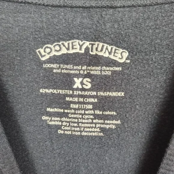 VTG Looney Tunes Sweatshirt Women's XS Blue Crew Neck Print "That's All Folks!" - Picture 8 of 9